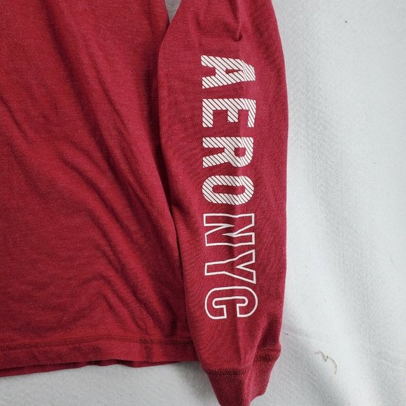 Aeropostale Shirt Men's Long Sleeve Crew Neck Pullover Tee Red Large - Picture 8 of 12